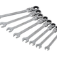 Set of six flexible head wrenches on a white background