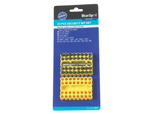 BlueSpot 32-piece security bit set packaging on a white background
