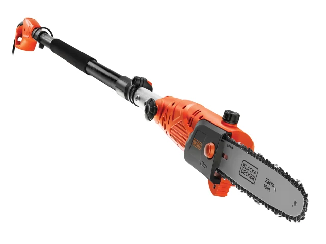Black and Decker chainsaw on a white background
