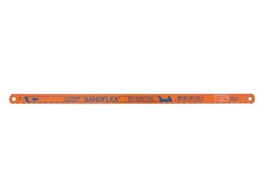 Hacksaw blade with 'Sandflex' and 'Metabo' branding on a white background