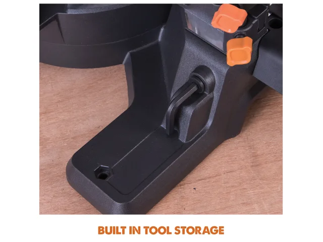 Close-up of a tool with built-in storage compartment on a wooden surface.