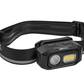 Black headlamp with visible brand logo on a white background