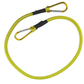 Yellow cable with gold hooks on a white background