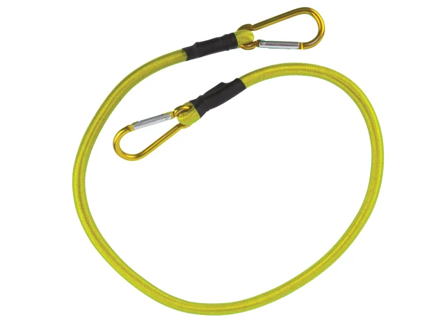 Yellow cable with gold hooks on a white background