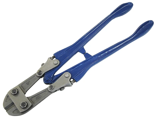 Pipe cutter with blue handles on a white background