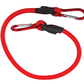 Red dog leash with carabiners on a white background
