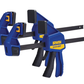 Two blue Irwin clamps on a white background
