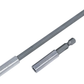 Two metallic drill bits on a white background