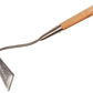 Metal garden tool with wooden handle on a white background