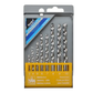 Set of drill bits in a packaging with brand logo on a white background