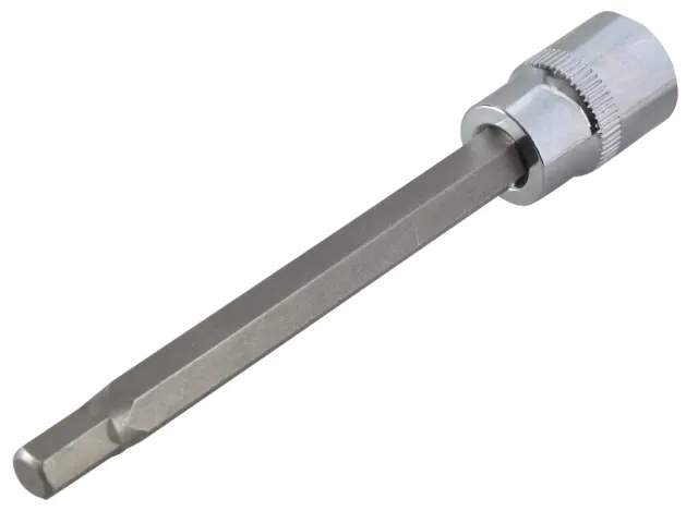Metal screwdriver bit on a white background