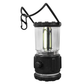 Black camping lantern with clear glass on a white background