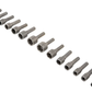 Set of gray metal connectors on a white background
