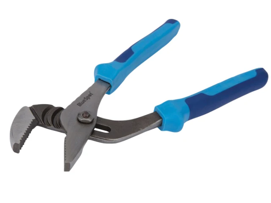 Pliers with blue handles on a white background