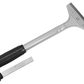 Squeegee with black handle and silver blade on a white background