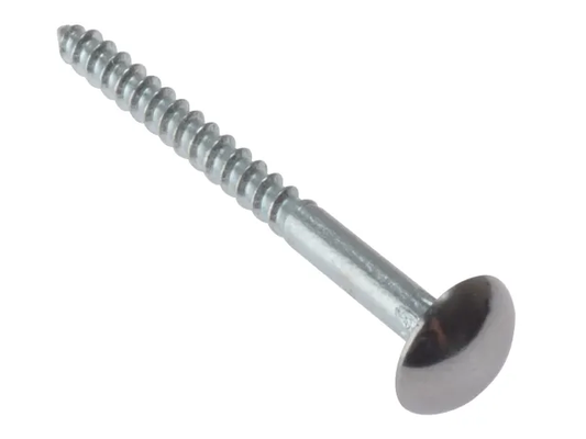 Metal screw with a hex head and flat washer on a white background