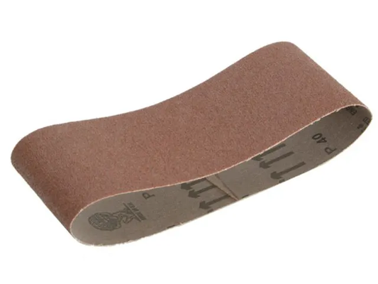 Brown sanding belt on a white background