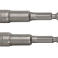 Two drill bit extensions on a white background