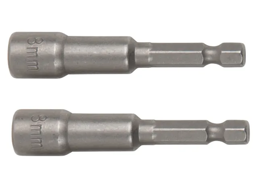 Two drill bit extensions on a white background