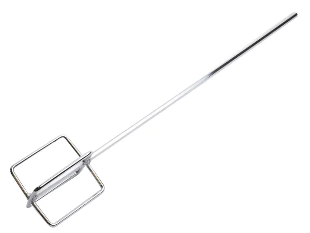 Metallic skewer with a square holder on a white background