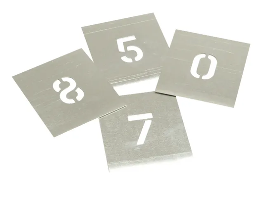 Set of metallic number stickers on a white background