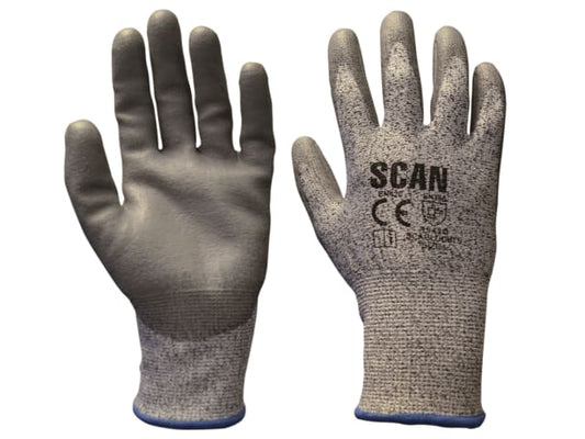 Grey PU Coated Cut 5 Gloves - M (Size 8)