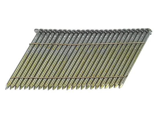 Stack of metal nails on a white background