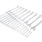 Set of silver wrenches on a white background