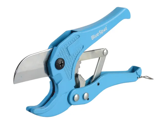 Blue pipe cutter with a white background