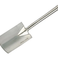 Metal garden spade with wooden handle on a white background