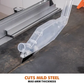 CNC machine cutting mild steel with a clear plastic component on a dark surface.