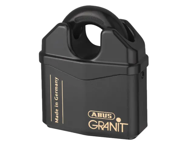 Black ABUS Granit padlock on a white background