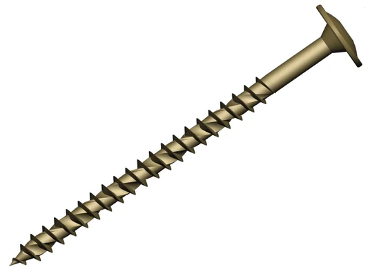 Gold-colored screw on a white background