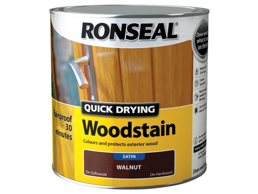 Ronseal Woodstain can with a wooden surface background