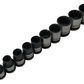 Set of black socket tool bits arranged in a row on a white background
