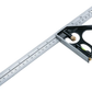 Metal ruler with a square tool on a white background