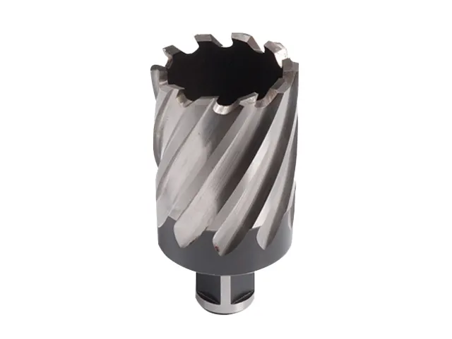 Metal drill bit on a white background