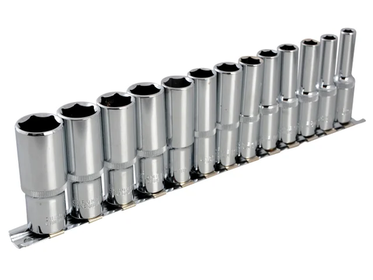 Set of socket wrenches on a white background