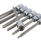 Set of metal drill bits on a white background