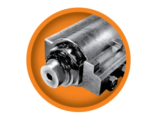 Mechanical component on an orange background