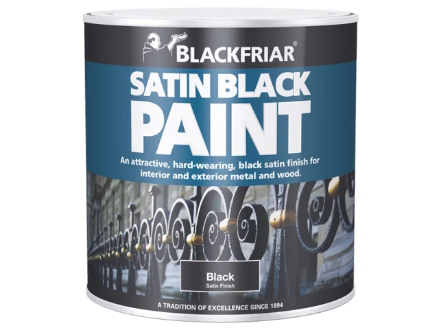 Blackfriar satin black paint can on a white background
