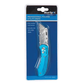 Blue folding utility knife on a white background