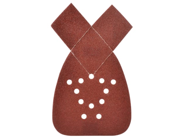 Red sandpaper with holes on a white background