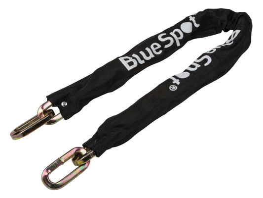 Black chain with carabiners and 'BlueSpot' branding on a white background
