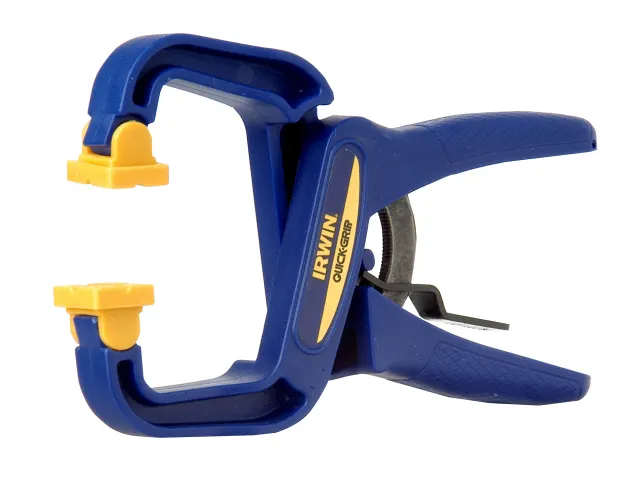 Blue and yellow clamp with Irwin logo on a white background