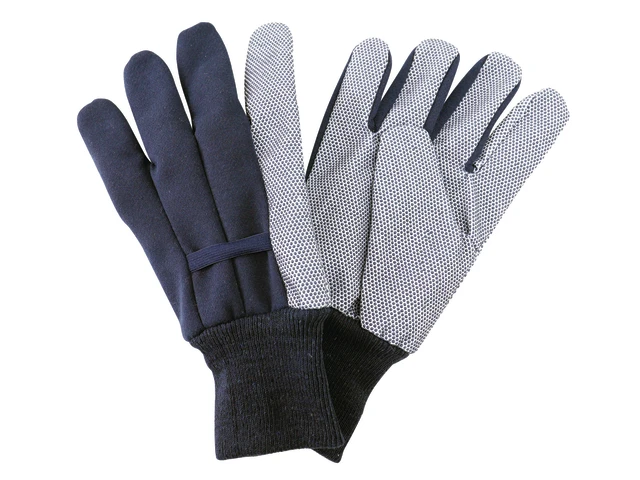 Navy Jersey Cotton Grip Gloves - Men's Large