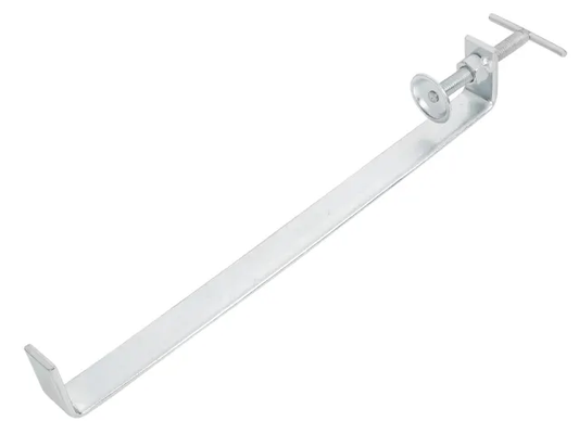 White metal bracket on a white background