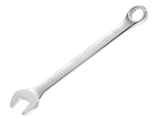 Silver combination wrench on a white background