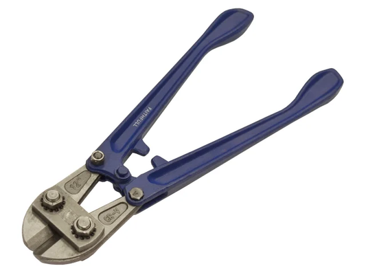 Blue bolt cutters on a white background