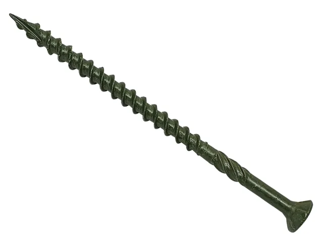 Green screw on a white background